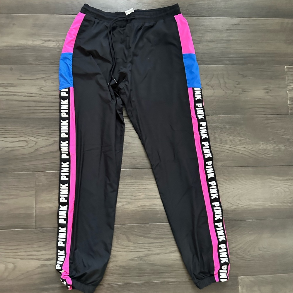 PINK Victoria's Secret Black and Pink Jogger Sweatpants
